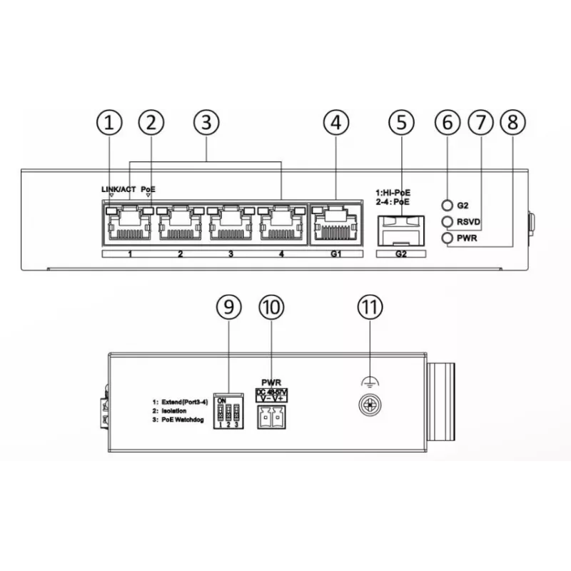 Hikvision DS-3T0306HP switch de rede não gerido 5 portas Fast Ethernet PoE preto