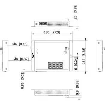 Switch industrial Hikvision DS-3T1510P-SI-FLT(O-STD) 10 portas Smart Managed PoE+ com 8 portas Gigabit PoE+ e 2 SFP, orçamento 120W, calha DIN, sem fonte de alimentação