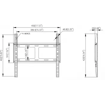 Suporte de parede para monitor Hikvision - SPCC aço laminado a frio - preto - tamanho do ecrã: 42-55 polegadas (106,7-139,7 cm)