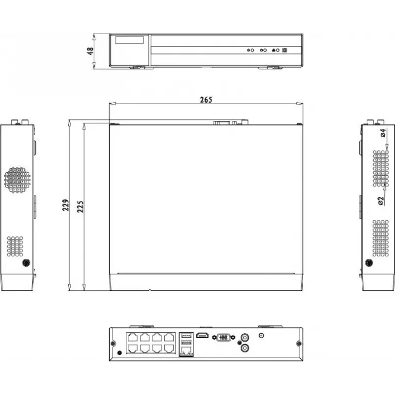 Gravador de vídeo em rede HILOOK NVR-108MH-D/8P(D) 8 canais 5MP PoE