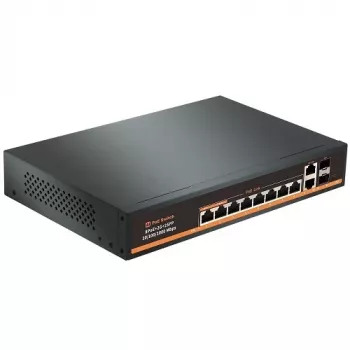 Switch PoE HISMART 1000Mbps 8 portas + 2G Uplink + 2G SFP