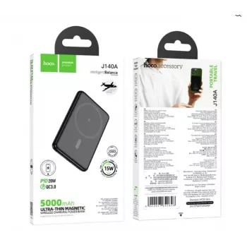 Hoco J140A Tony PD20W Power Bank Magnético Ultra Fino (5000mAh) Preto
