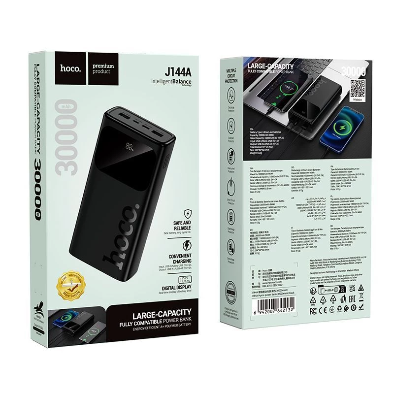 Power bank Hoco J144A Hymn 30000mAh preto