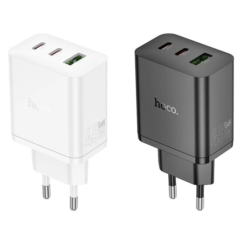 Hoco N50 Scenery PD45W (2C1A) carregador ficha EU preto
