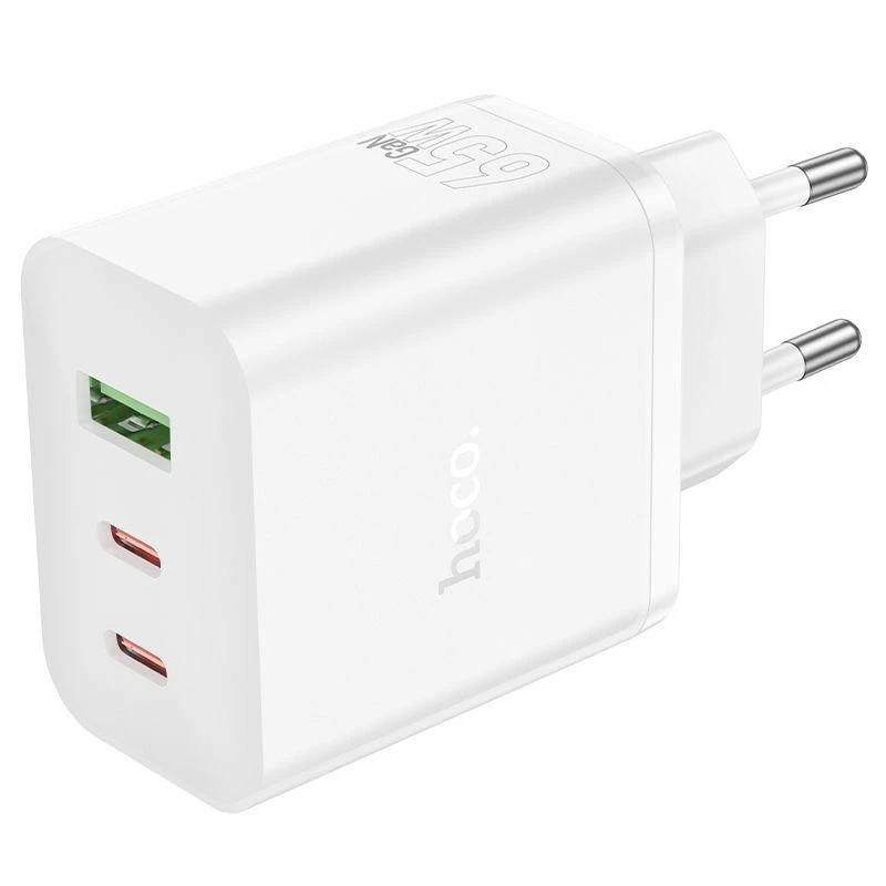 Carregador Hoco N51 Scenery PD65W (2C1A) GaN ficha EU branco