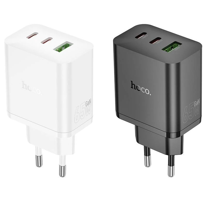 Carregador Hoco N51 Scenery PD65W (2C1A) GaN ficha EU branco
