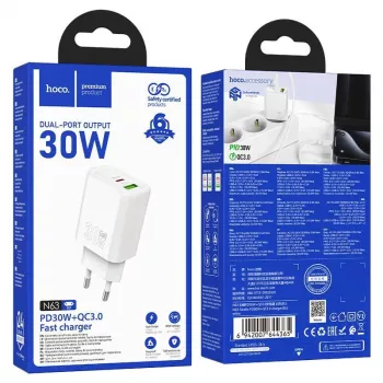 Carregador Hoco N63 Gentle PD30W+QC3.0 (EU) branco