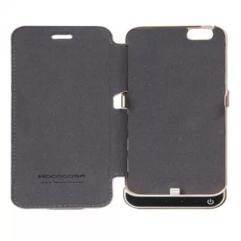 Capa de bateria ultrafina Hoco 3000mAh com capa em pele para Apple iPhone 6/6S preta