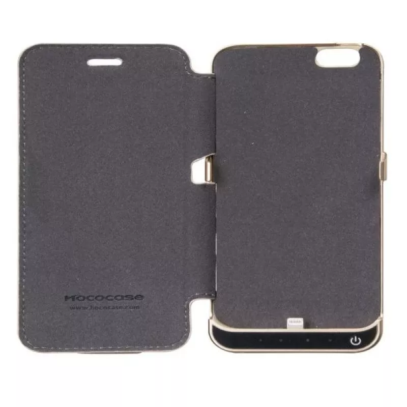 Capa de bateria ultrafina Hoco 3000mAh com capa em pele para Apple iPhone 6/6S preta