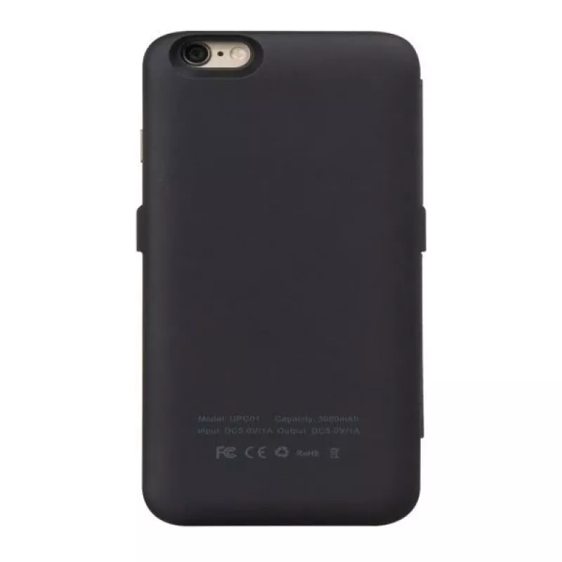 Capa de bateria ultrafina Hoco 3000mAh com capa em pele para Apple iPhone 6/6S preta