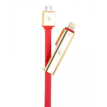 HOCO Cabo de carregamento universal UPL14 Lipstick Series 2-em-1 (Apple Lightning + Micro USB) vermelho