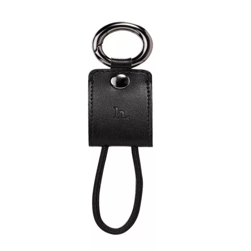 Cabo de carregamento com porta-chaves Hoco UPL19 para Apple iPhone, Lightning, preto, 0,15 m
