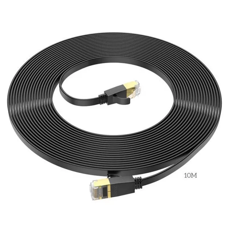 Hoco Cabo de rede plano em cobre puro US07 General (10m) preto