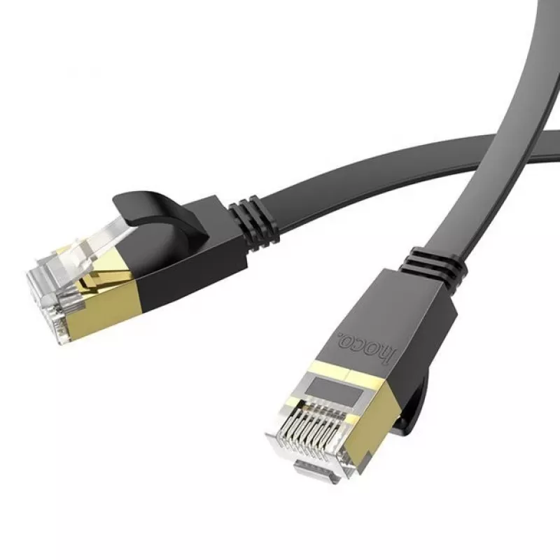 Hoco Cabo de rede plano em cobre puro US07 General (10m) preto