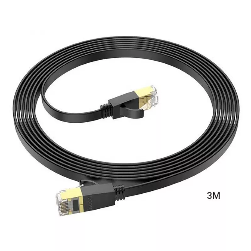 Hoco Cabo de rede plano US07 em cobre puro (3m) preto