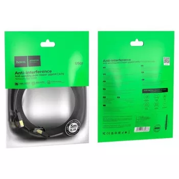 Cabo de rede Hoco US07 General Pure Copper plano (5m) Preto