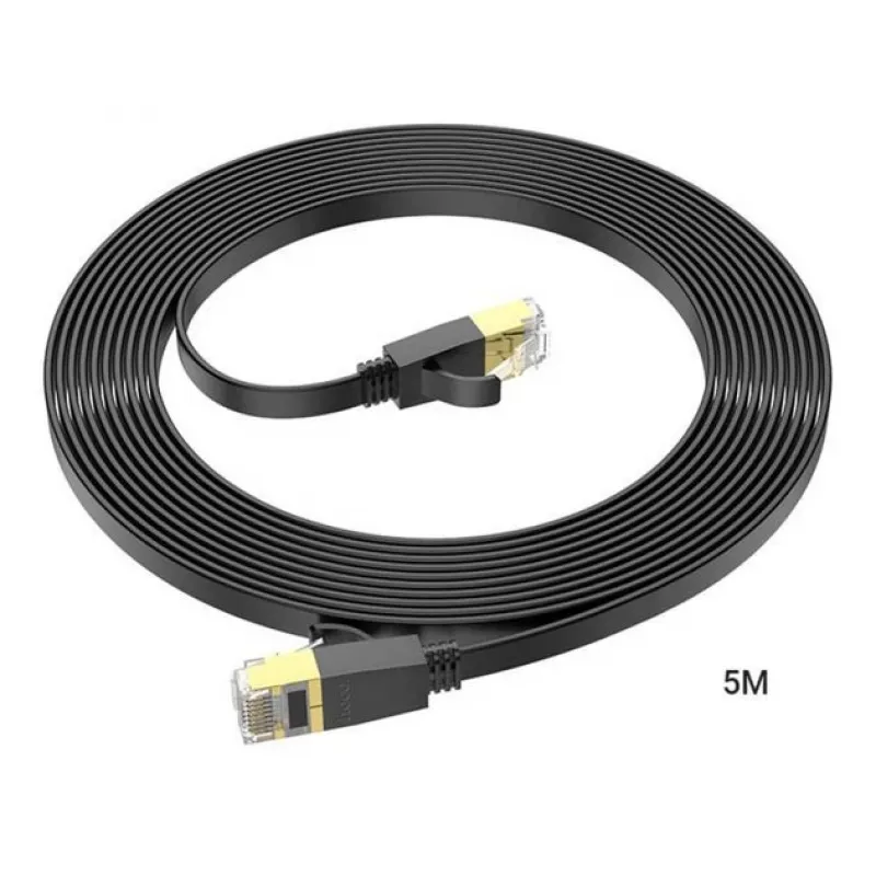 Cabo de rede Hoco US07 General Pure Copper plano (5m) Preto