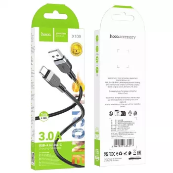Cabo de carregamento e dados em silicone Hoco X109 Energy USB-A para USB-C 1 m preto