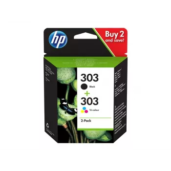 Tinteiro original HP 303 preto/tricolor, pack de 2