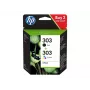 Tinteiro original HP 303 preto/tricolor, pack de 2