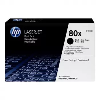 Cartucho de toner preto HP 80X alta capacidade pack duplo (CF280XD) - original HP