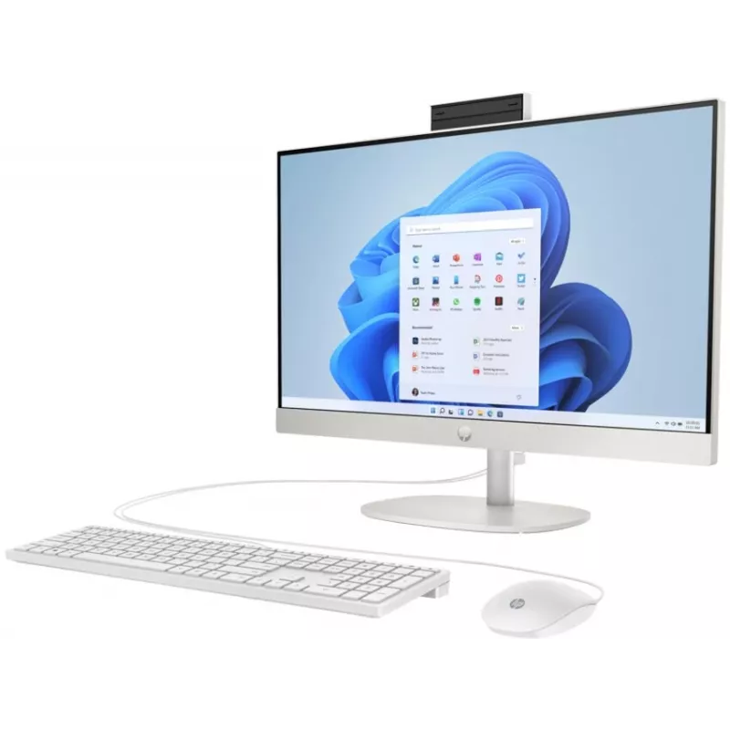 HP All-in-One 24-cr0009nf PC de secretária, Intel Core i5-1335U, 16 GB RAM, 512 GB SSD, 23,8 polegadas Full HD IPS ecrã, Windows 11 Home, branco (recondicionado)