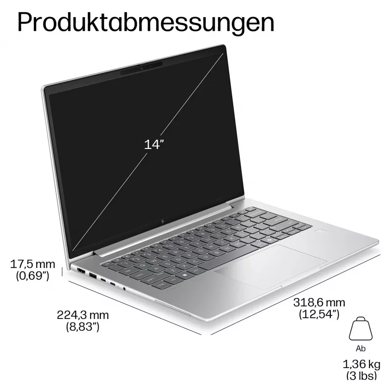 Portátil HP EliteBook 6 G2i Notebook AI - Intel Core 7 350 / 1.5 GHz - 32 GB RAM - 1 TB SSD - 14 polegadas WUXGA IPS - Windows 11 Pro - Wi-Fi 7 - Prateado