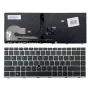 Teclado de substituição para HP EliteBook 840 G5 / 846 G5 / 745 G5 - prateado, retroiluminado, layout US inglês
