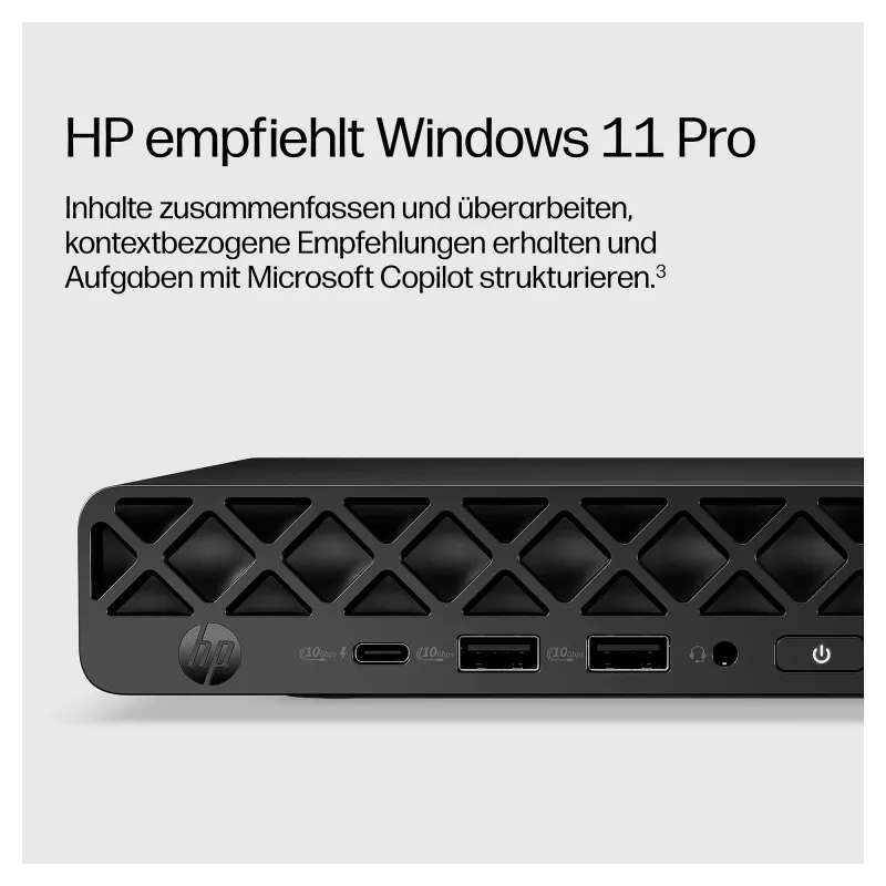 HP EliteDesk 8 Mini G2a Mini PC, AMD Ryzen AI 5 435, 16GB RAM, 512GB SSD, Windows 11 Pro, preto