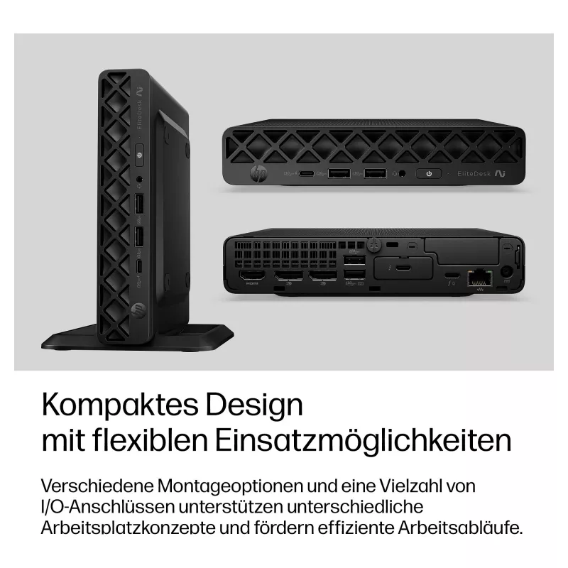 Mini PC HP EliteDesk 8 Mini G2i, Intel Core Ultra 7 356H, 32GB DDR5 RAM, 1TB NVMe SSD, Windows 11 Pro, Preto