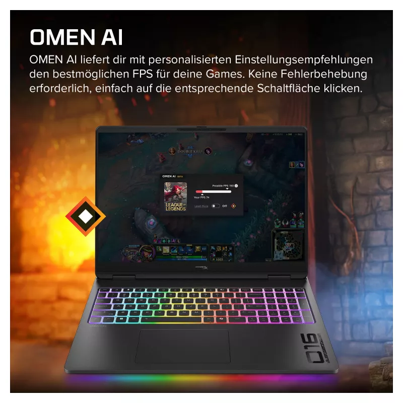 HP HyperX OMEN 16-ah1470ng Portátil gaming de 16 polegadas WQXGA, Intel Core Ultra 7 270HX Plus, 32GB RAM, 1TB SSD, GeForce RTX 5070 Ti, Windows 11 Home
