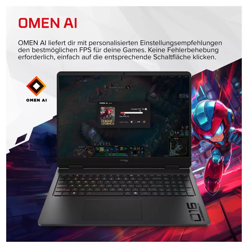 HP HyperX OMEN 16-am2173ng Portátil gaming de 16 polegadas WUXGA IPS 165Hz, Intel Core i7-14650HX, 24GB RAM, 1TB SSD, GeForce RTX 5070, Windows 11 Home
