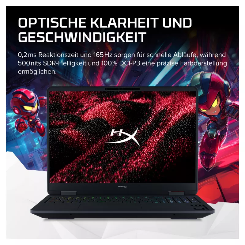 HP HyperX OMEN 16-ap1492ng portátil gaming, 16,1 inch QHD 165Hz, AMD Ryzen 9 8940HX, 24GB DDR5, 512GB SSD, RTX 5070 8GB, Windows 11 Home, teclado alemão