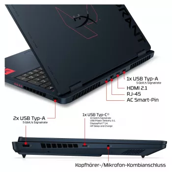 HP OMEN 16-ah1490ng portátil gaming, 16.1 inch QHD 165Hz, Intel Core 9 270HX, 32GB DDR5, 1TB SSD, RTX 5080, Windows 11 Home, teclado alemão