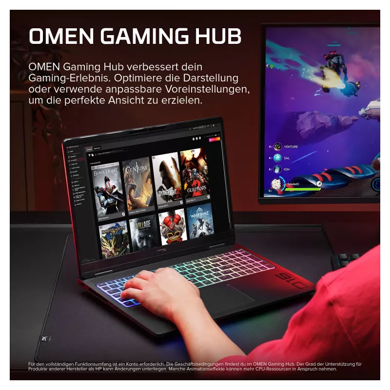 HP OMEN 16-ak1470ng Portátil Gaming, 16,1 polegadas QHD 165Hz, AMD Ryzen AI 7, 32GB RAM, 1TB SSD, RTX 5070 Ti, Windows 11 Home