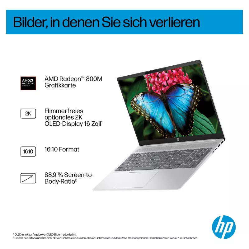 Portátil HP OmniBook 5 16-ag1451ngx AMD Ryzen AI 5 330 16GB 512GB SSD W11 Home 16 polegadas WUXGA (Natural Silver, QWERTZ alemão)