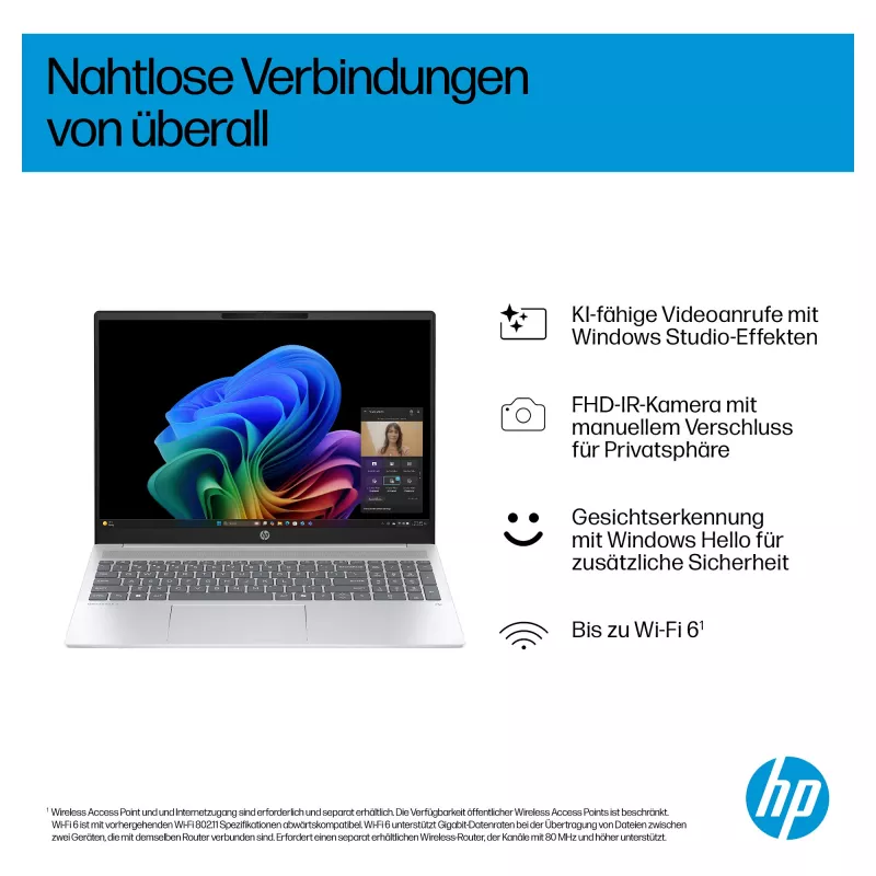 Portátil HP OmniBook 5 16-ag1451ngx AMD Ryzen AI 5 330 16GB 512GB SSD W11 Home 16 polegadas WUXGA (Natural Silver, QWERTZ alemão)