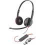 Headset com fios HP Poly Blackwire 3220 estéreo USB-C + adaptador USB-C/A, preto