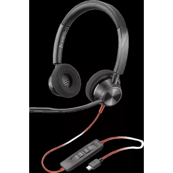 HP Poly Blackwire 3320-M Auscultador com Fio USB-C com Microfone de Haste, Cancelamento de Ruído, Preto