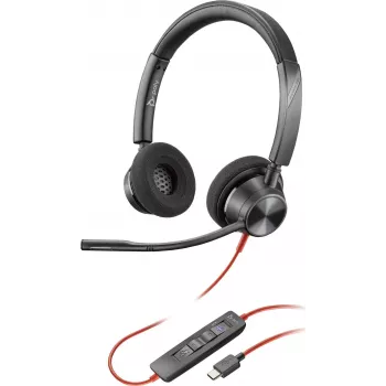 HP Poly Blackwire 3320-M Auscultador com Fio USB-C com Microfone de Haste, Cancelamento de Ruído, Preto