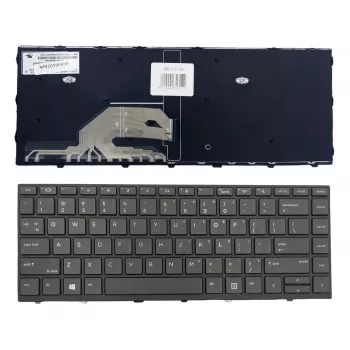 Conjunto de teclado de portátil HP ProBook 430 G5 / 440 G5 com moldura, inglês US, retroiluminado, preto