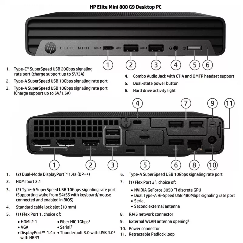 HP Renewed Elite Mini 800 G9 PC de secretária - Intel Core i5-12500T, 16GB RAM, 256GB SSD, Intel UHD Graphics 770, Windows 11 Pro