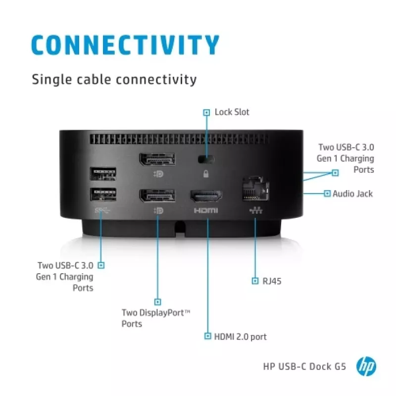 HP USB-C Dock G5 (5TW10AA) Docking station, preto