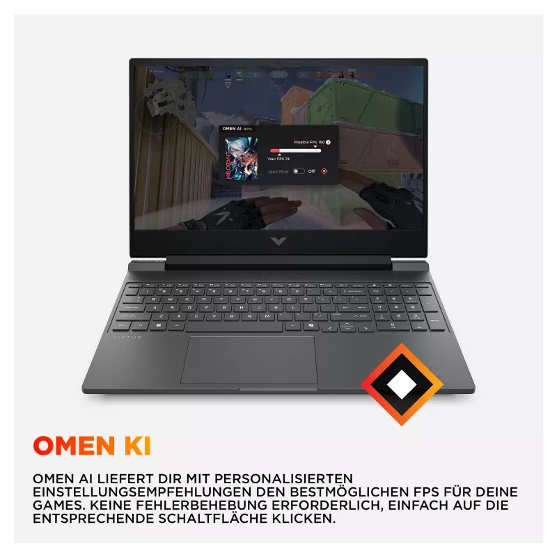 HP Victus 15-fa2457ng portátil gaming, 15,6 polegadas FHD 144Hz, Intel Core i5-13420H, 12GB RAM, 512GB SSD, RTX 5050, FreeDOS