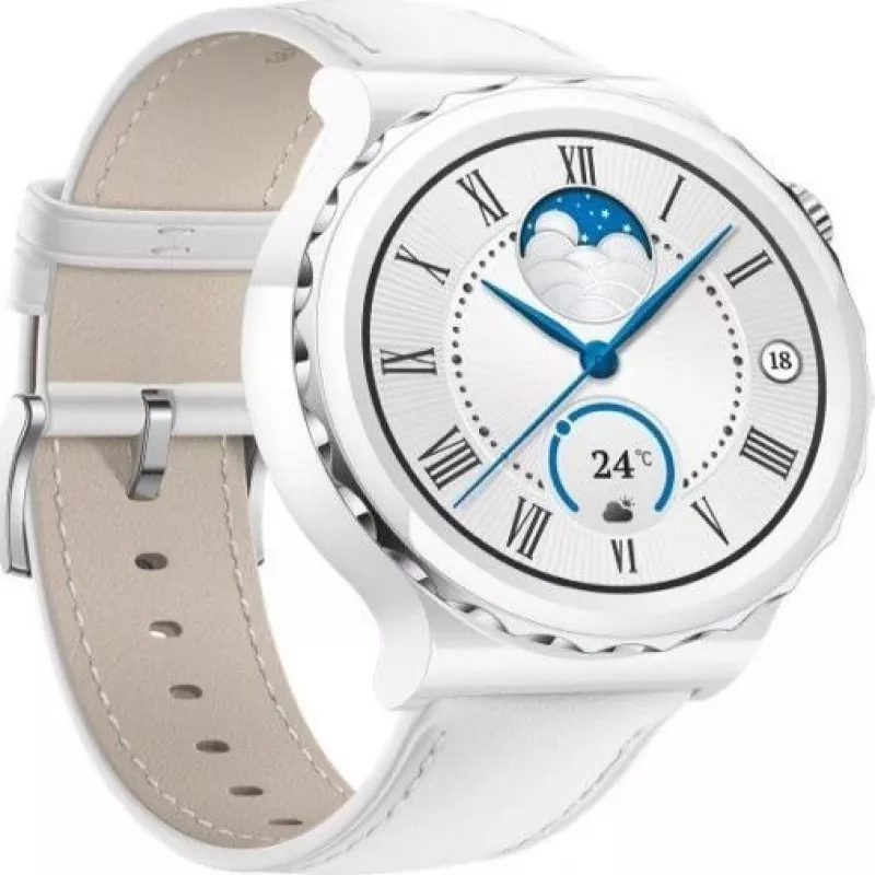 Pulseira de couro Huawei Watch GT 3 Pro 43 mm branca
