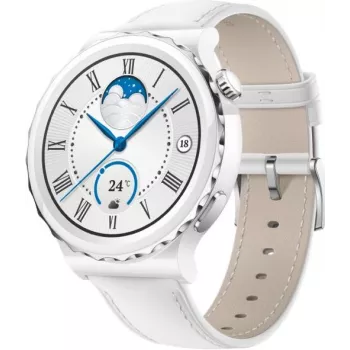 Pulseira de couro Huawei Watch GT 3 Pro 43 mm branca