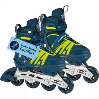 Patins em linha HUDORA Comfort tamanho 29-34 (azul/amarelo)