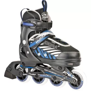 Patins em linha ajustáveis para criança HUDORA Leon preto/azul tamanho 33-36
