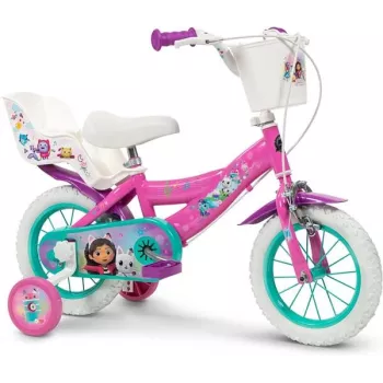 Bicicleta Huffy Gabbys 12 G para rapariga – 12 polegadas com rodas de apoio, cesto e fitas, rosa (22375W)