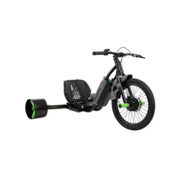 Huffy Green Machine Drift Trike, 36V elétrico, preto/verde, motor brushless 350W, roda frontal 20